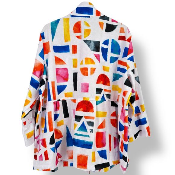 Ali Miles Textured Abstract Print Wire Collar Tunic Top Shirt Plus Sz 0X Artsy - Picture 7 of 10